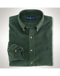 Polo Ralph Lauren Customfit Corduroy Shirt in Green for Men - Lyst