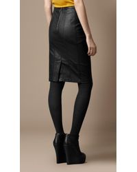 waxed denim pencil skirt burberry brit lyst