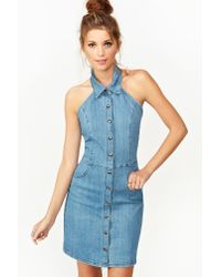 blue jean halter dress