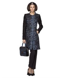 Oscar de la Renta | Blue Textured Boucle Jacquard Coat | Lyst