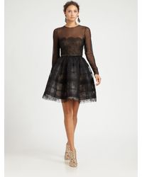 cocktail dress sheer lace oscar renta dresses lyst