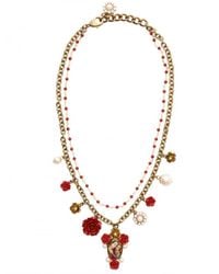 Dolce & Gabbana | Virgin Mary with Red Roses Necklace | Lyst