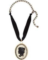 Lanvin | Black Crystal Resin and Brass Cameo Necklace | Lyst
