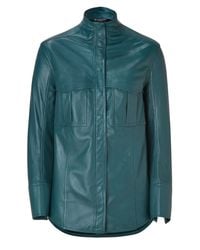 Balmain | Blue Petrol Leather Shirt | Lyst