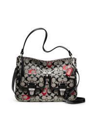 hippie poppy embroidered signature coach metallic