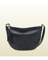 Gucci Soho Blue Leather Messenger Bag - Lyst