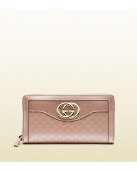 Gucci Sukey Light Pink Microguccissima Leather Zip Around Wallet in Natural - Lyst