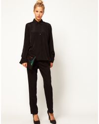 ASOS Collection Shirt with Cutout Lace Bow Back in Black ...