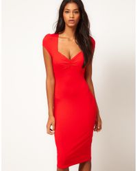 asos ruched midi bust bodycon dress