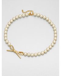 kate spade new york | Natural Faux Pearl Bow Necklace | Lyst