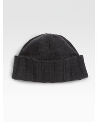 Portolano | Black Merino Wool Beanie Hat for Men | Lyst
