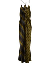T By Alexander Wang | Green Striped Silk Charmeuse Racerback Slip Dress | Lyst