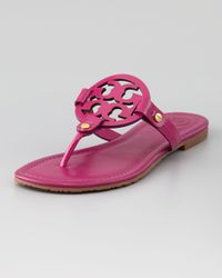 Lyst - Tory Burch Miller Logo Flat Thong Sandal Party Fuchsia in Pink