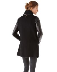 mackage leather sleeve jacket