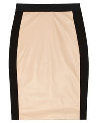 Mason by Michelle Mason White Leather and Ponte Pencil Skirt