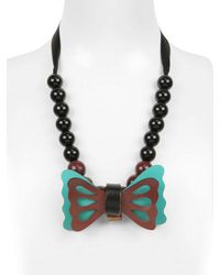 Marni | Brown Bow Resin Pearls Necklace | Lyst