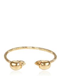 Alexander McQueen | Metallic Twin Skull Brass Bracelet | Lyst