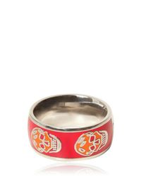 Alexander McQueen | Red Enamel and Brass Skull Ring | Lyst