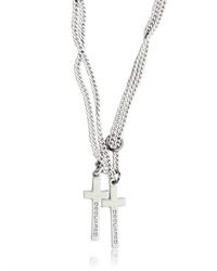 DSquared² | White Double Cross Varnished Brass Necklace for Men | Lyst