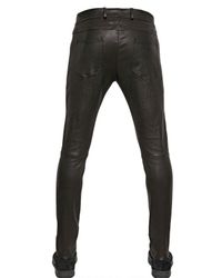 Neil Barrett Stretch Leather Jeans in Black for Men - Lyst