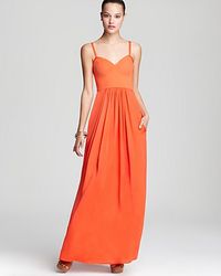 bcbgmaxazria maxi spaghetti strap dress orange
