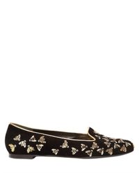 Alexander McQueen | Black Sequined Bees Suede Slip-ons | Lyst