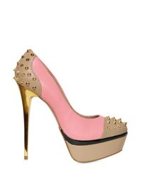 KG by Kurt Geiger Pink 140mm Esme Studs Two Tone Leather Pumps