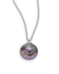Majorica | Purple 15mm Tahitian Coin Pearl Sterling Silver Pendant Necklace | Lyst