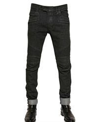 Balmain Lightly Waxed Stretch Denim Jeans in Black for Men - Lyst