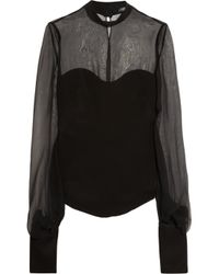 Alexander McQueen Silk and Chiffon Top in Black - Lyst