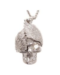 Alexander McQueen | Metallic Silver Wings Skull Pendant | Lyst