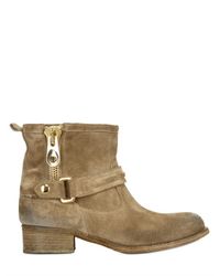 Strategia Brown Suede Biker Low Boots
