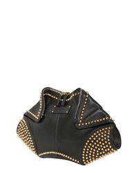 Alexander McQueen Black Gold Studs Leather Demanta Clutch