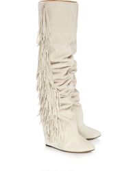 Isabel Marant Manly Goat Leather Boots in White - Lyst
