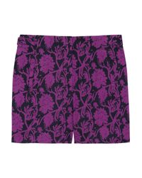 Tory Burch Purple Brach Floral-Print Cotton-Twill Shorts