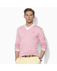 pink vneck ralph polo lauren sweater light