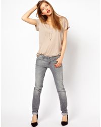 7 For All Mankind Olivya Skinny Jeans in Gray - Lyst
