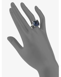 Judith Ripka | Metallic Blue Corundum & Sterling Silver Cushion Ring | Lyst