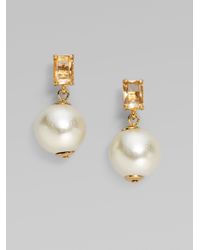 kate spade new york | White Faux Pearl Earrings | Lyst