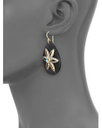 Kevia | Black Horn Blue Topaz Teardrop Earrings | Lyst