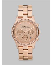 Marc By Marc Jacobs | Pink Henry Glitz Rose Goldtone Stainless Steel Chronograph Watch | Lyst