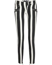 Balmain Striped Low-rise Skinny Jeans in Black (White) - Lyst