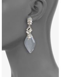 Alexis Bittar | Metallic Lucite Swarovski Crystal Clipon Drop Earrings | Lyst