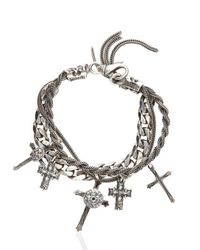 Emanuele Bicocchi | Metallic Woven Silver Cross Pendants Bracelet for Men | Lyst