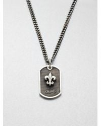 King Baby Studio | Gray Sterling Silver Fleur De Lis Dog Tag Necklace for Men | Lyst