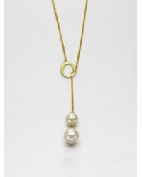 Majorica | Metallic Round Pearl Lariat Necklace | Lyst