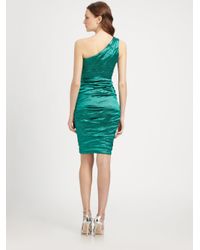 Nicole Miller | Green Oneshoulder Dress | Lyst