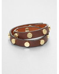 Tory Burch | Brown Double Wrap Leather Bracelet | Lyst