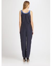 Addison Ryder Long Colorblock Jumpsuit In Indigo Blue Lyst