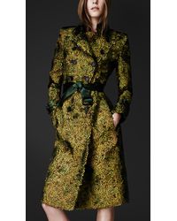 Burberry Prorsum Peacock Feathered Trench Coat in Green - Lyst